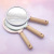 Factory Direct Sales Wooden Handle Hand Holding Small Mirror Makeup Makeup Warm and Convenient Small Mirror Delivery Supported
