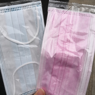 Disposable Mask Single Piece Independent Packaging Pink Blue