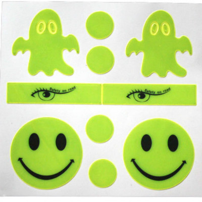 Factory Supply Wholesale round Smiley Face Reflective Patch Cartoon Pattern Sticker PVC Ghost Ghost Patch