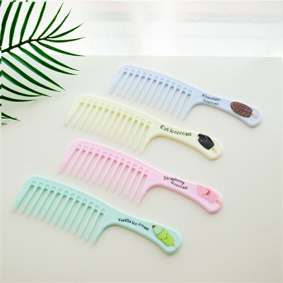 Stall Factory Direct Wide-Tooth Comb Plastic Large Tooth Comb Printed Fruit Household Thickened Comb Sample