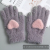 Gloves Touch Screen Thickened Warm Plush Five Finger Gloves Sweet Loving Heart Jacquard Girls' Work and Study Gloves