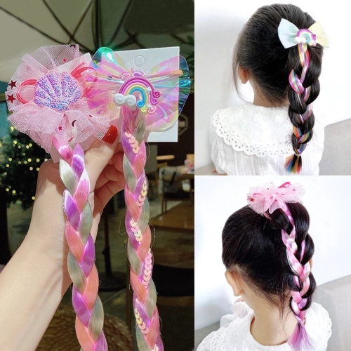 children‘s colorful wig braid colorful hair braiding string girls baby little girl princess twist braid hair accessories headwear hair ring