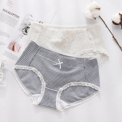 Japanese Women's Traceless Sexy plus Size Lace Panties Women's Seamless Solid Color Simple Mid Waist Lace Women's Briefs