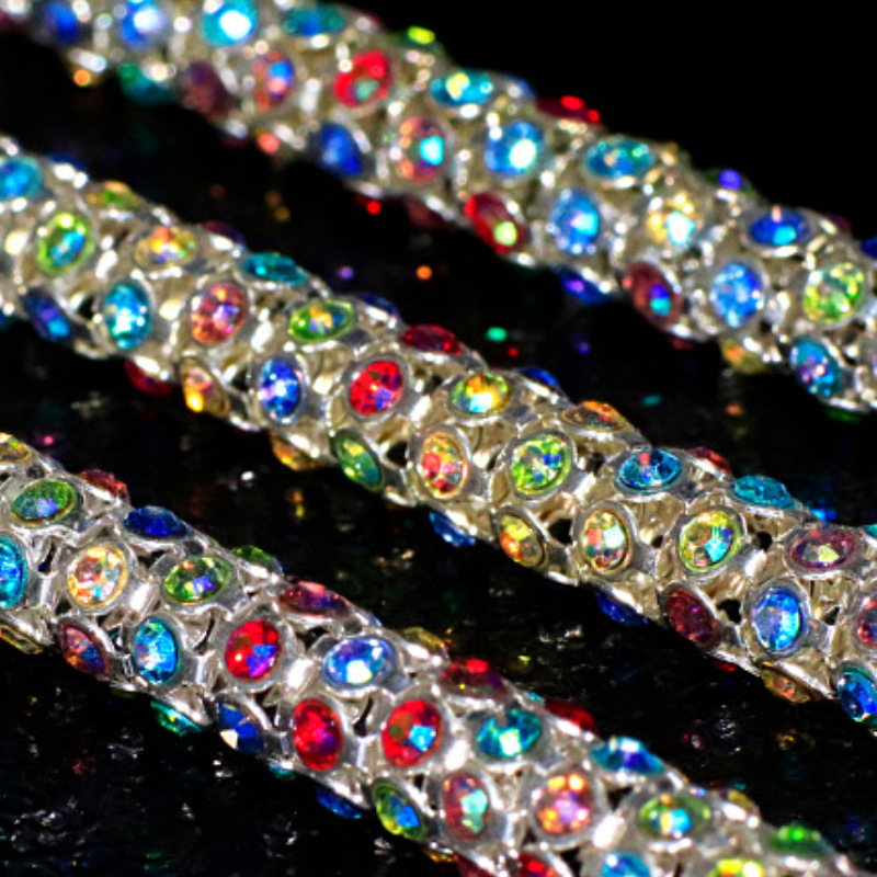 【实力工厂】圆柱彩色水钻链满镶水钻手工链链条爪链服饰饰品配件