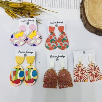 3d 3d Printing Custom Special Mesh Red Style Three-Dimensional Flower Layer Color Resin Youth Socialite Earrings Earrings