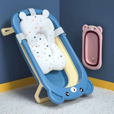 Baby Bath Tub Baby Folding Tub Can Sit and Lie Home Bath Baby Bath Cute Cartoon