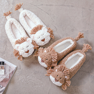 New Cartoon Little Lion Cotton Slippers Safe and Non-Slipping Warm and Cute Japanese Men's and Women's Indoor Outdoor Cotton Slippers