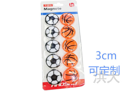 3cm Football Strong Magnetic round Card Set Iron-Absorbing Stone Whiteboard Magnetic Buckle Early Education Customized