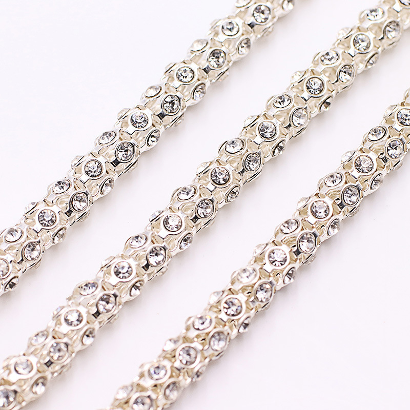 【实力工厂】圆柱水钻链条手工链女彩色水钻满镶链子服饰饰品配件