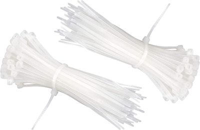 Ribbon 200mm X 2.5mm Nylon Universal Binding White/Black 100 / 200 Binding Clips
