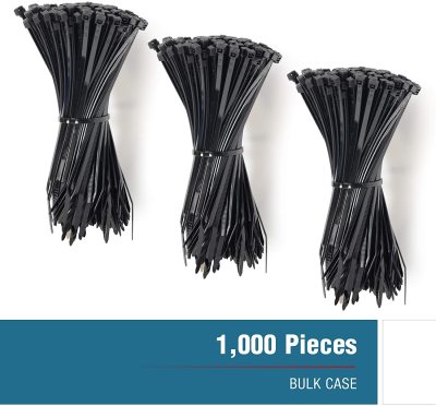 Zipper Cable Tie, 6-Inch Long Black Heavy Duty 40 Pounds Strong 6/6 Nylon Plastic Cable Management