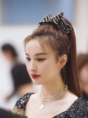 Wu Xin Lisa Same Style Vintage Pearl Bow Hair Clip Hairpin Back Head Clip Hair Accessories Headdress for Women