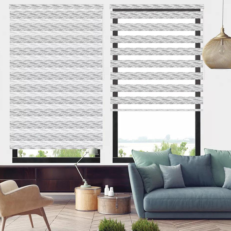 斑马帘现代简约彩条柔沙帘半遮光家居办公帘定做日夜帘