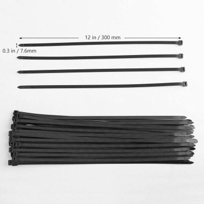 Cable Zipper Tie Heavy Self-Locking Nylon Tie Suitable for Cable 100 Pack (12 Inches, Black)