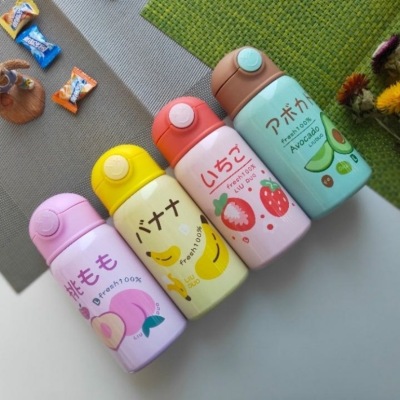 Six Thermos Cups KAKA Fruit Bottle For Children Cute Soft Silicone Straw Kindergarten Children