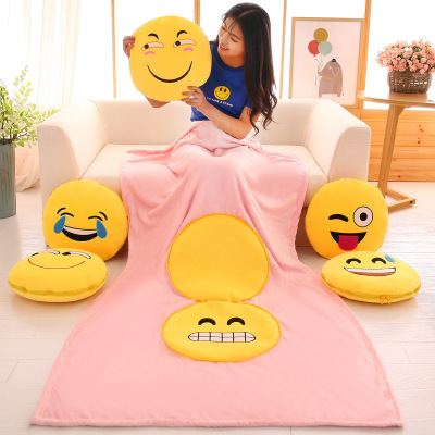Factory Wholesale Facial Expression Multifunctional Pillow Air Conditioner Quilt Flannel Blanket Company Activity Gift Custom Logo