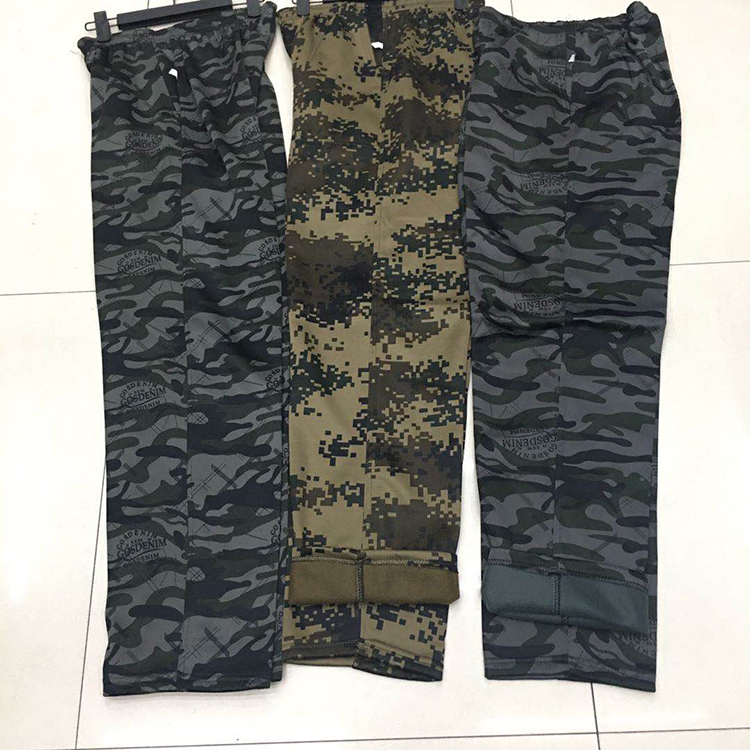 工地干活衣服工人透气工地穿裤子男冬季厚款劳保裤加绒弹力迷彩裤