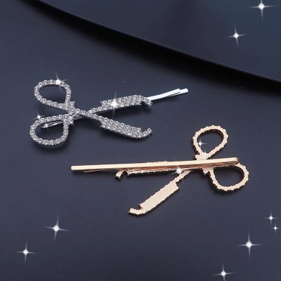 New Korean Diamond Scissors Hairpin Rhinestone Bobby Pin Female Hairpin Korean Hair Accessories Clip Side Clip Headdress