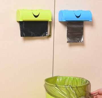 Cute Smiley Face Trash Bag Storage Box Simple Wall-Mounted Multifunctional Home Supplies Sticky Storage Device