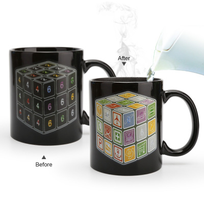 Rubik's Cube Discoloration Cup Game Discoloration Cup Thermal Induction Ceramic Cup Customizable Gift Cup