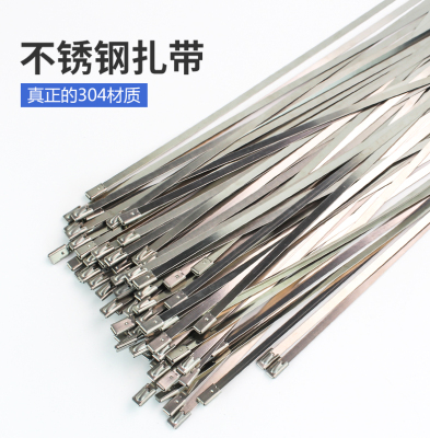 304 Stainless Steel Ribbon 4.6 * 300mm Ball-Self-Locking Tie Wire White Steel Marine Metal Strap 100 Article