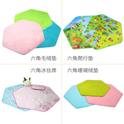 Hexagonal Princess Tent Crawling Mat Plush Mat Viscose Fiber Mat Coral Mat AE Children Tent Mat Coral Velvet round