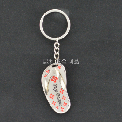 Alloy Slippers Keychain Metal Simulation Oiling Flip-Flops Key Chain