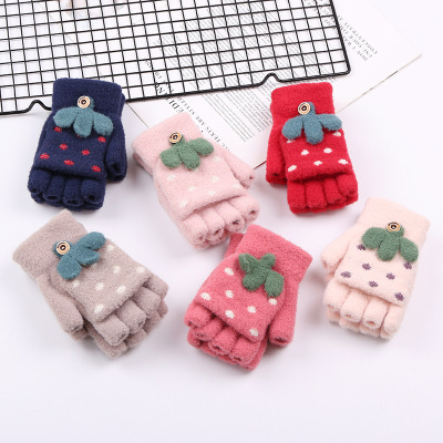 Baby Gloves Autumn and Winter Half Finger Flip Gloves for Boys and Girls Mink-like Thermal Clothing Gloves Children Thermal Gloves