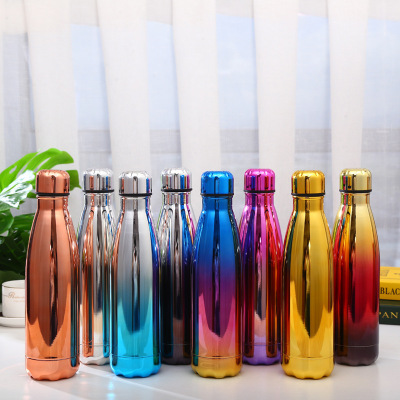 Electroplating Coke Bottle Creative Gradient Stainless Steel Thermos Cup Minimalism Outdoor Portable Water Cup Custom