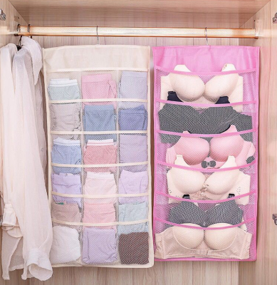 Non-Woven Fabric Underwear Storage Bag 6+18 Grid Double-Sided Large Capacity Storage Underwear Underwear Hanging Storage