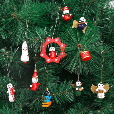 Christmas Wooden Mini Santa Claus Snowman Pendant Desktop Small Christmas Tree Decoration Accessories Props