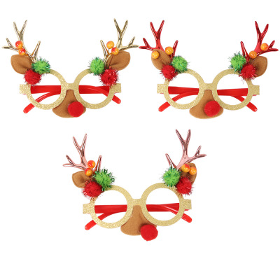 2020 New Christmas Antler Glasses Dress up Christmas Party Gathering Decoration Adult and Children Christmas Props