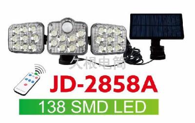 Jiu Gen Flashlight JD-2858A Solar Outdoor Courtyard Integrated Infrared Sensor Lamp Remote Control Induction Lamp