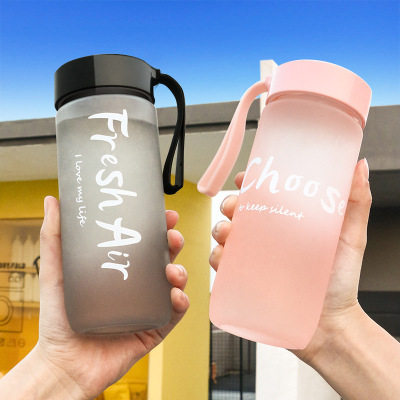 Cup Frosted Child's Plastic Water Cup Cute Sport Transparent Sports Bottle Drop-Resistant Student Cup Customization