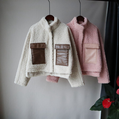 Fleece Short Woolen Coat Women's 2020 Autumn and Winter Korean Style Loose Ins Fashion All-Matching Patchwork Knitting Cardigan