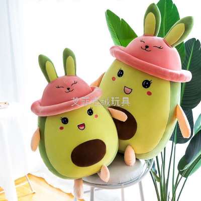 Avocado Pillow TikTok Hot Sale with Hat Rabbit Avocado Pillow Gift Plush Toy