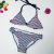 New Foreign Trade Cute Flamingo Embroidered Children's Bikini Navy Striped Artistic Swimsuit for Women