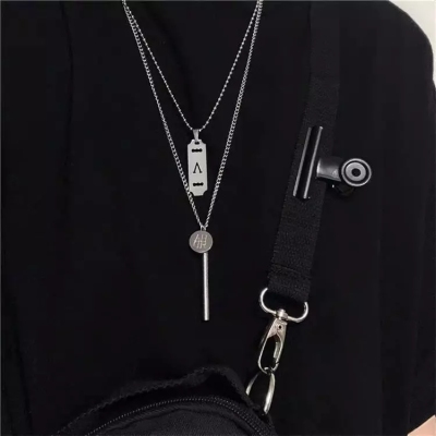 INS All-Matching Disco Jumping Pendant Cold Korean Style Personality Couple Multi-Layer Set Hip Hop Necklace