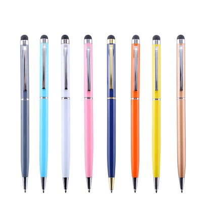 Colorful Custom Logo Small Gaussian Touch Screen Metal Ball Point Pen Advertising Ballpoint Pen