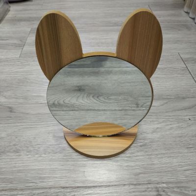 Cartoon Wooded Desktop Makeup Mirror HD Single Vanity Mirror Beauty Mirror Desktop Mirror