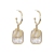 925 Silver Needle Square Shell Letter D Women's Korean-Style Long Face Slimming Half Circle C- Shaped High-Key Dignified Personalized Earrings