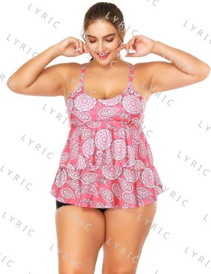 Fat Woman's Digital Printing European and American Fashion Conservative Split Two-Piece Suit Large and Small Size Swimsuit
