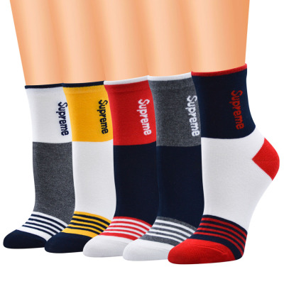 Korean Classic Horizontal Stripe Socks for Women All Cotton Mid-Calf Length Socks Cotton Socks for Women Amazon AliExpress