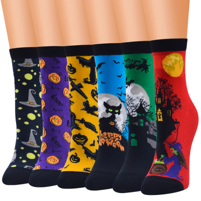 New Halloween Series Socks Women's Female Middle Tube Socks Cotton Socks Women's Cartoon Socks Factory Direct Sales Wholesale Socks