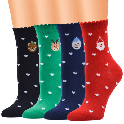 Christmas Socks Cartoon Three-Dimensional Santa Claus Socks Korean Style Women's Socks Cool Cotton Socks Currently Available Wholesale Foreign Trade