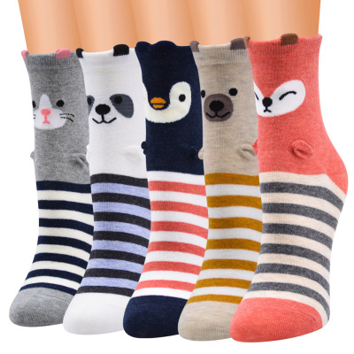 New Korean Cartoon Animal Mid-Calf Socks Female Fox Pattern Women's Socks Cotton Socks AliExpress Amazon