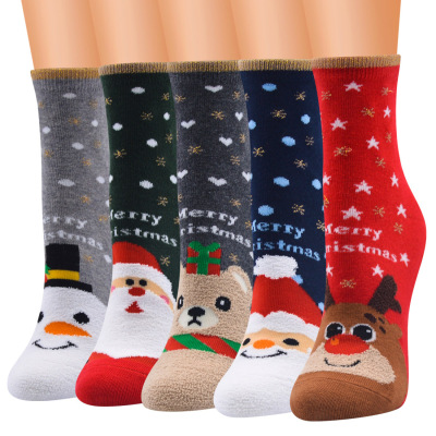 New Christmas Socks Women's Female Middle Tube Socks Cotton Socks Women's Cartoon Socks Elk Factory Direct Sales Wholesale Socks