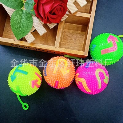 Push down 7.5 Road Sign Patch Luminous Whistle Ball Squeeze and Sound Luminous Toy Squeeze Elastic Ball Factory Direct Sales