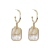 925 Silver Needle Square Shell Letter D Female Korean Half Ring C- Shaped High-Key Dignified Personalized Earrings