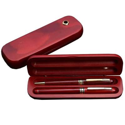 Company Annual Meeting Gift Red Wood Pen Set Customized Logo Business Office Gift Wooden Pen Gift Set